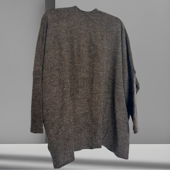 Janelle Ribbed Pocket Open Drape Cardigan | Chocolate | One Size - Picture 2 of 6